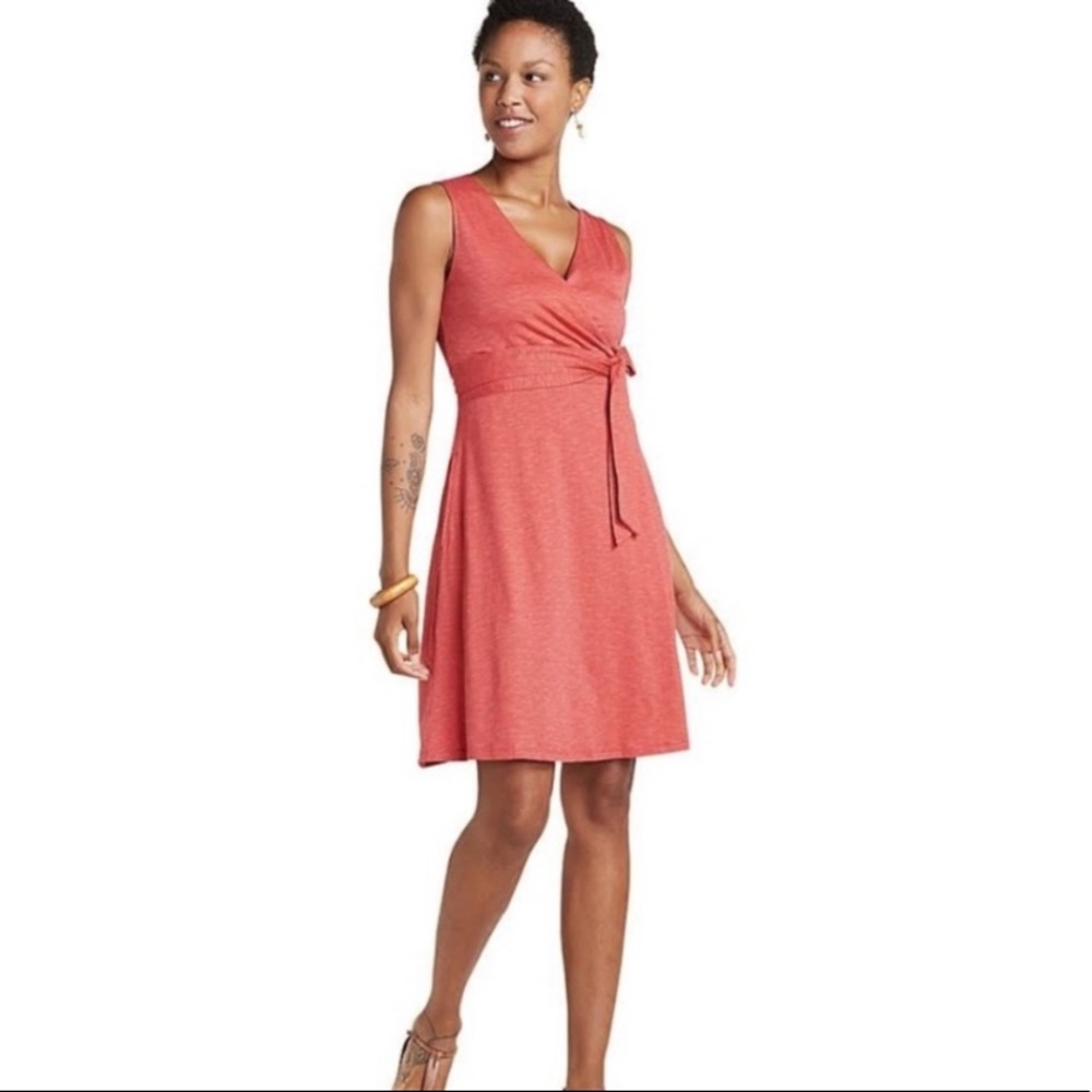 Toad & Co Tech Cue Pink Sleeveless Wrap Dress XS